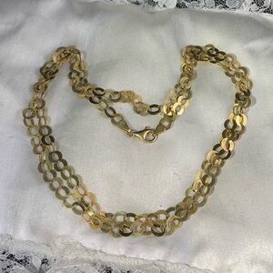 VINTAGE GOLD OVER STERLING SILVER 36" ITALIAN OVAL LINK CHAIN NECKLACE